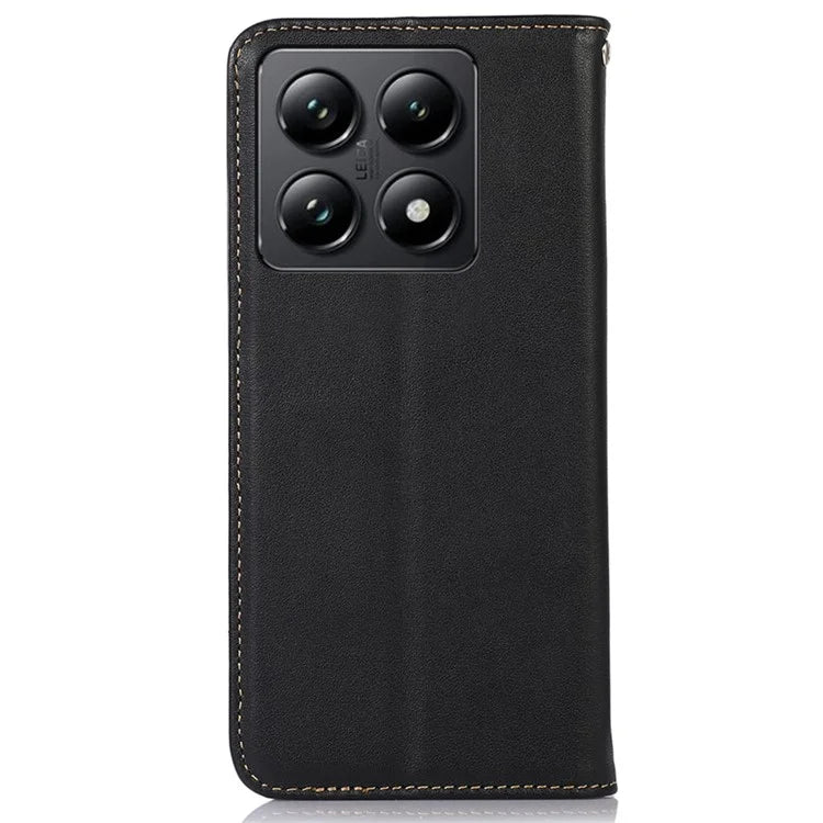 KHAZNEH For Xiaomi 14T Pro Case Genuine Cow Leather Wallet Phone Cover Nappa Texture