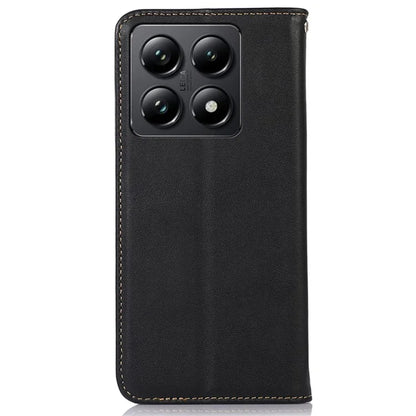 KHAZNEH For Xiaomi 14T Pro Case Genuine Cow Leather Wallet Phone Cover Nappa Texture