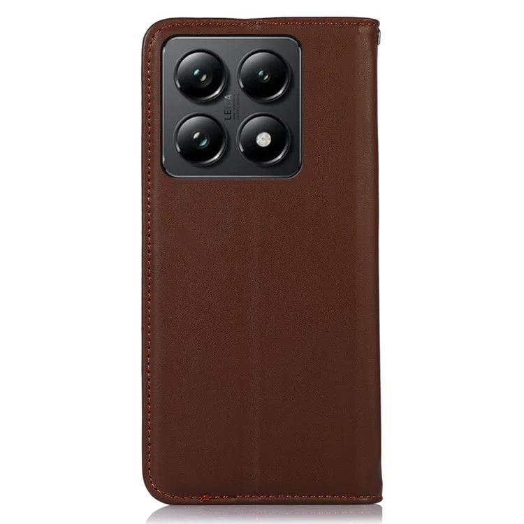 KHAZNEH For Xiaomi 14T Pro Case Genuine Cow Leather Wallet Phone Cover Nappa Texture