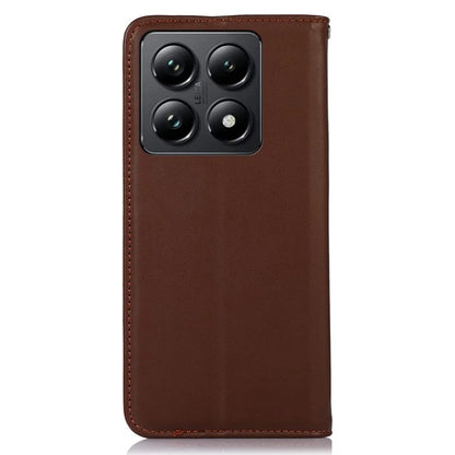 KHAZNEH For Xiaomi 14T Pro Case Genuine Cow Leather Wallet Phone Cover Nappa Texture