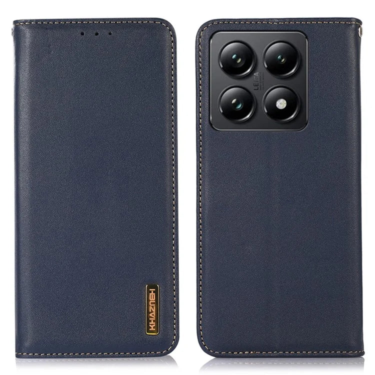 KHAZNEH For Xiaomi 14T Pro Case Genuine Cow Leather Wallet Phone Cover Nappa Texture