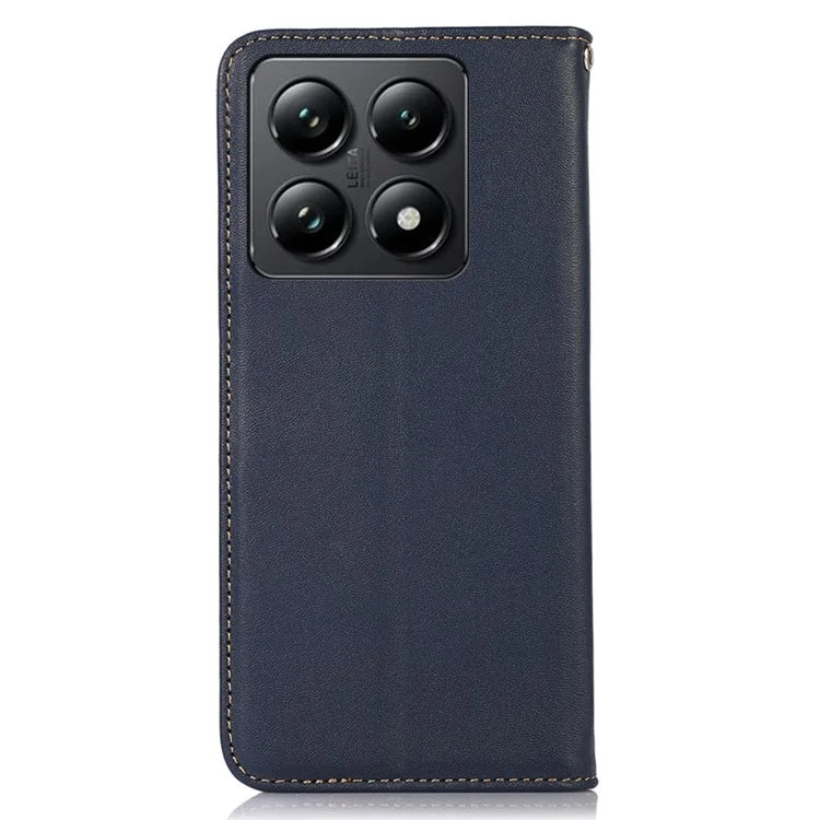 KHAZNEH For Xiaomi 14T Pro Case Genuine Cow Leather Wallet Phone Cover Nappa Texture