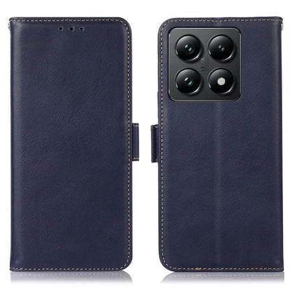 For Xiaomi 14T Pro Case RFID Blocking Genuine Cow Leather Wallet Phone Cover