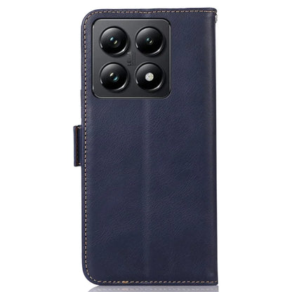 For Xiaomi 14T Pro Case RFID Blocking Genuine Cow Leather Wallet Phone Cover