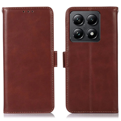 For Xiaomi 14T Pro Case RFID Blocking Genuine Cow Leather Wallet Phone Cover