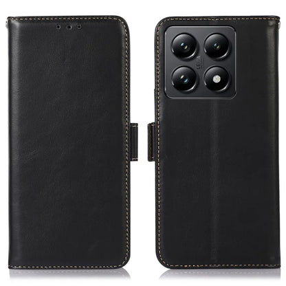 For Xiaomi 14T Pro Case RFID Blocking Genuine Cow Leather Wallet Phone Cover