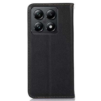 KHAZNEH For Xiaomi 14T Case Genuine Cow Leather Wallet Phone Cover Nappa Texture