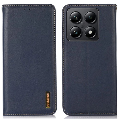 KHAZNEH For Xiaomi 14T Case Genuine Cow Leather Wallet Phone Cover Nappa Texture