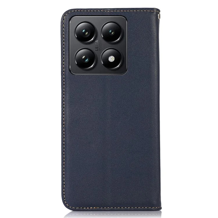 KHAZNEH For Xiaomi 14T Case Genuine Cow Leather Wallet Phone Cover Nappa Texture