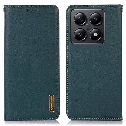 KHAZNEH For Xiaomi 14T Case Genuine Cow Leather Wallet Phone Cover Nappa Texture