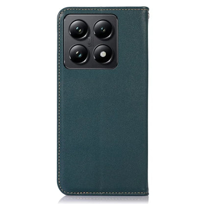 KHAZNEH For Xiaomi 14T Case Genuine Cow Leather Wallet Phone Cover Nappa Texture