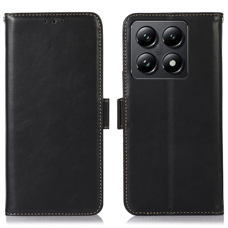 For Xiaomi 14T Case RFID Blocking Genuine Cow Leather Wallet Phone Cover