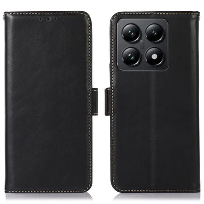 For Xiaomi 14T Case RFID Blocking Genuine Cow Leather Wallet Phone Cover