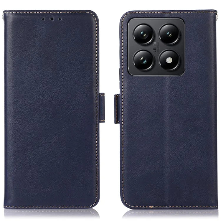 For Xiaomi 14T Case RFID Blocking Genuine Cow Leather Wallet Phone Cover