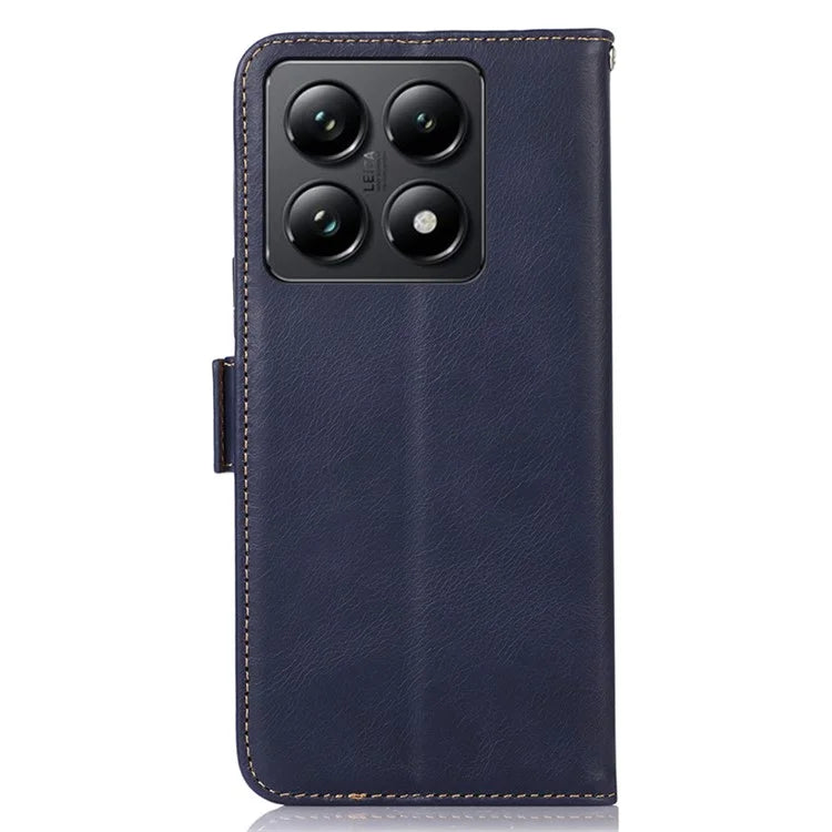 For Xiaomi 14T Case RFID Blocking Genuine Cow Leather Wallet Phone Cover