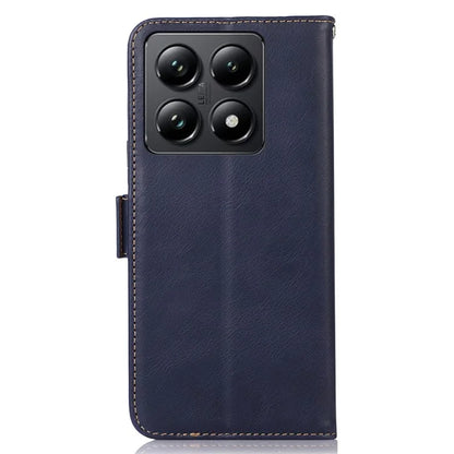 For Xiaomi 14T Case RFID Blocking Genuine Cow Leather Wallet Phone Cover