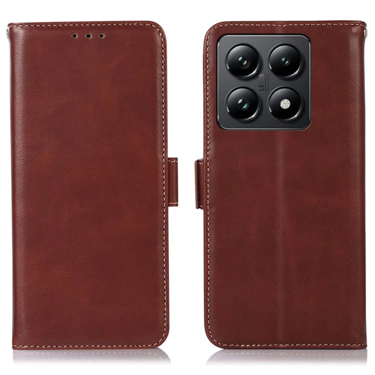 For Xiaomi 14T Case RFID Blocking Genuine Cow Leather Wallet Phone Cover