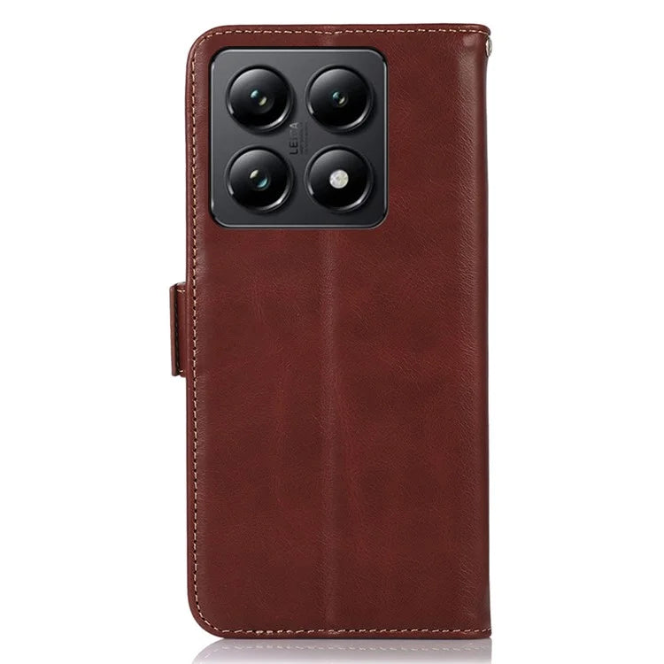 For Xiaomi 14T Case RFID Blocking Genuine Cow Leather Wallet Phone Cover