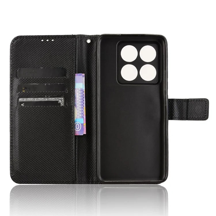 For Xiaomi 14T Case PU Leather Diamond Texture Wallet Phone Cover