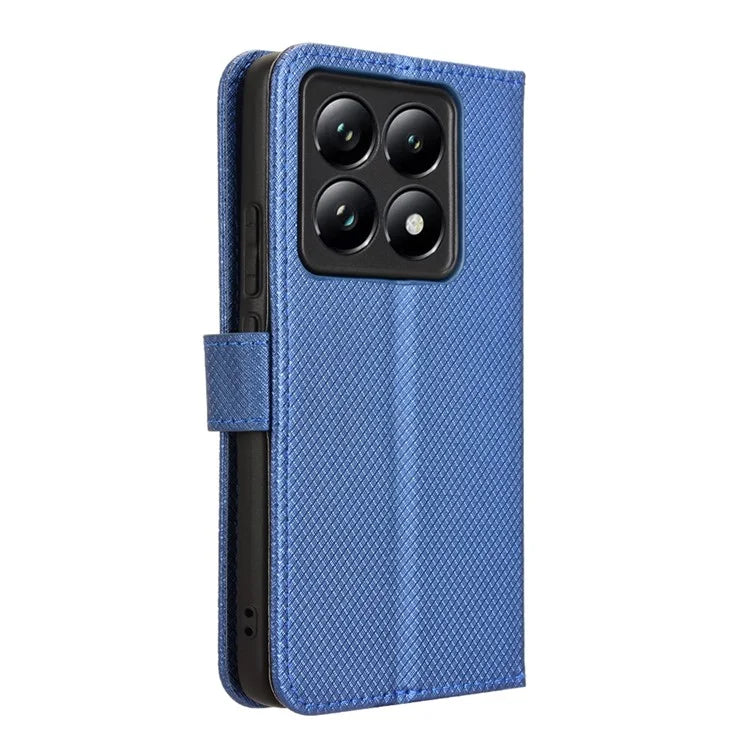 For Xiaomi 14T Case PU Leather Diamond Texture Wallet Phone Cover