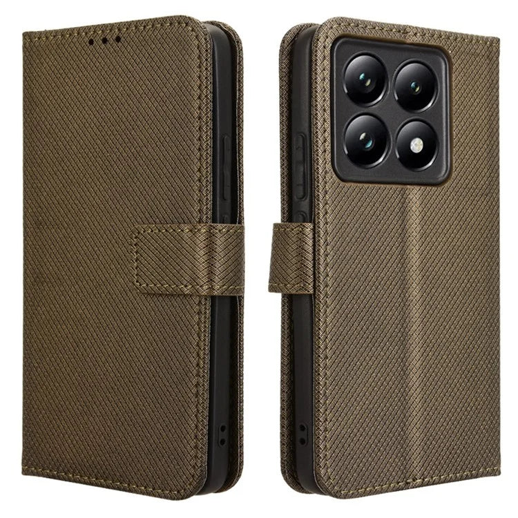 For Xiaomi 14T Case PU Leather Diamond Texture Wallet Phone Cover