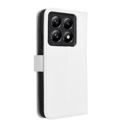 For Xiaomi 14T Case PU Leather Diamond Texture Wallet Phone Cover