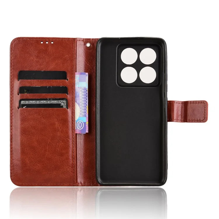 For Xiaomi 14T Case Crazy Horse Texture PU Leather Phone Wallet Cover