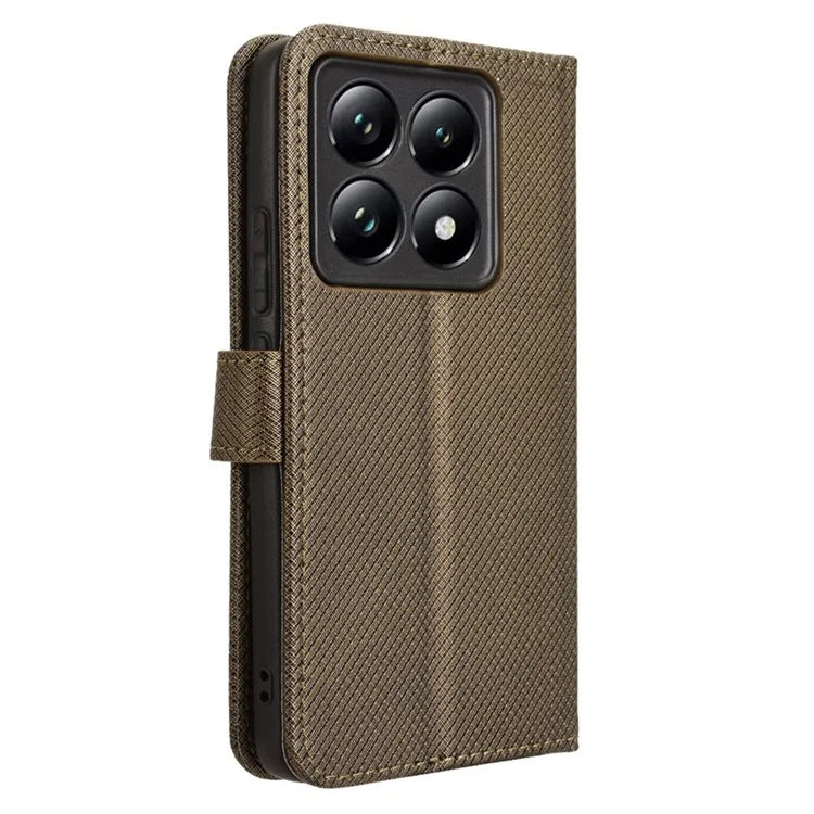 For Xiaomi 14T Pro Case PU Leather Diamond Texture Wallet Phone Cover