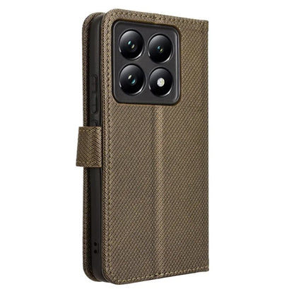 For Xiaomi 14T Pro Case PU Leather Diamond Texture Wallet Phone Cover