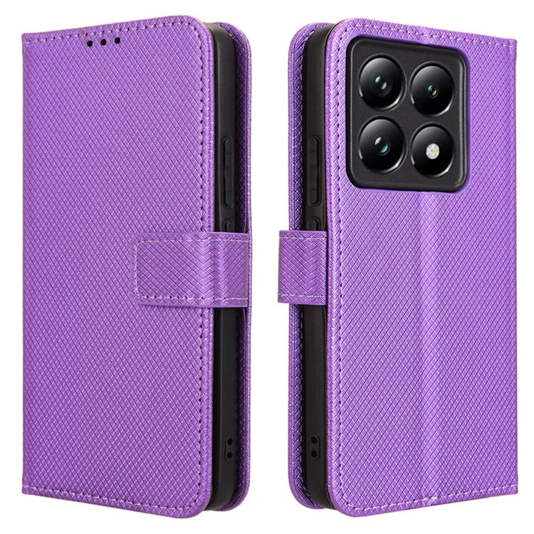 For Xiaomi 14T Pro Case PU Leather Diamond Texture Wallet Phone Cover