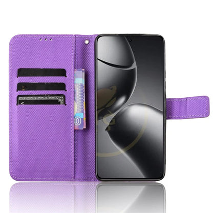 For Xiaomi 14T Pro Case PU Leather Diamond Texture Wallet Phone Cover