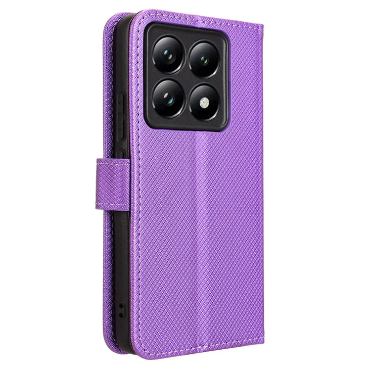 For Xiaomi 14T Pro Case PU Leather Diamond Texture Wallet Phone Cover