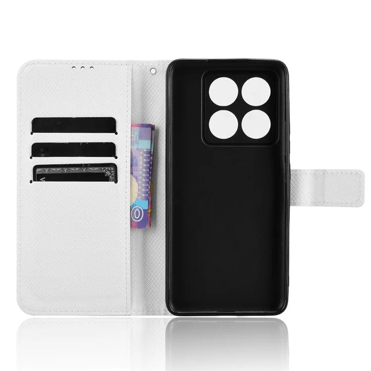 For Xiaomi 14T Pro Case PU Leather Diamond Texture Wallet Phone Cover