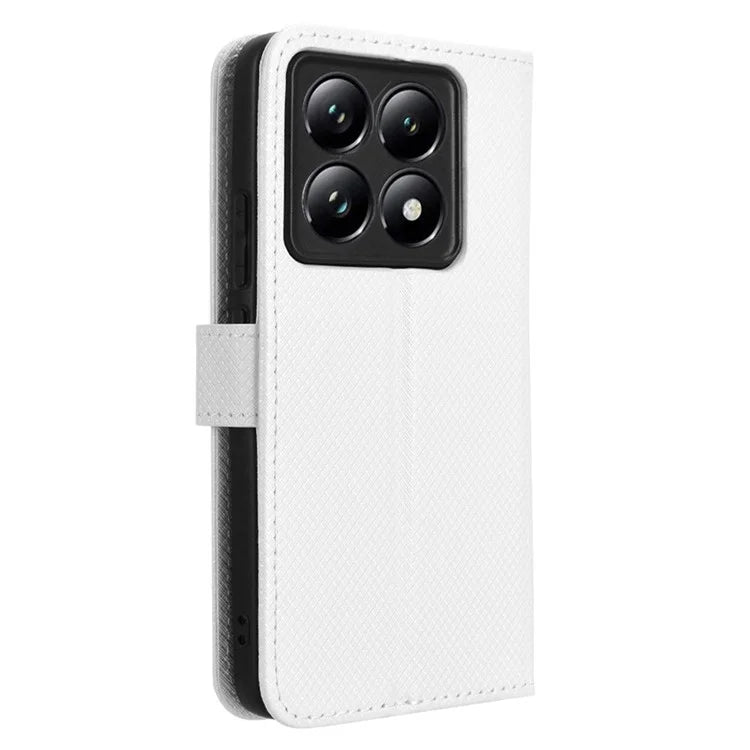 For Xiaomi 14T Pro Case PU Leather Diamond Texture Wallet Phone Cover