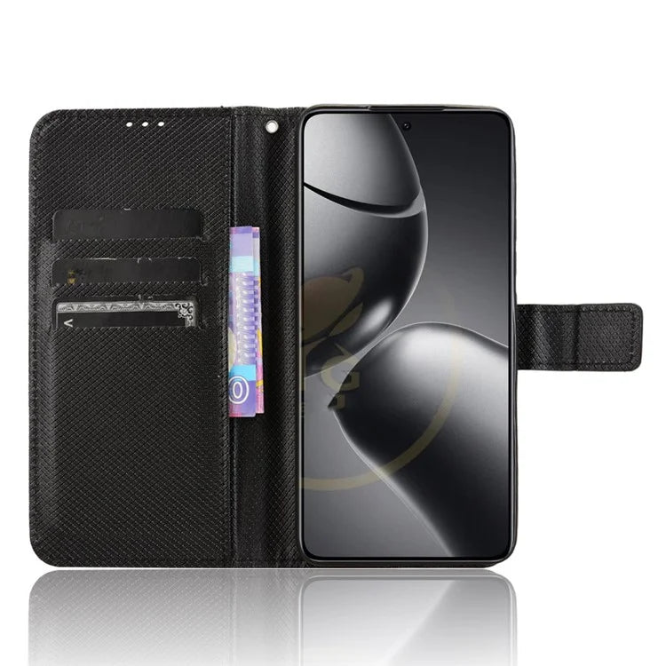 For Xiaomi 14T Pro Case PU Leather Diamond Texture Wallet Phone Cover