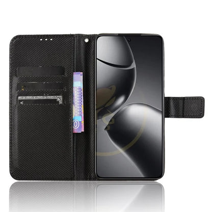 For Xiaomi 14T Pro Case PU Leather Diamond Texture Wallet Phone Cover
