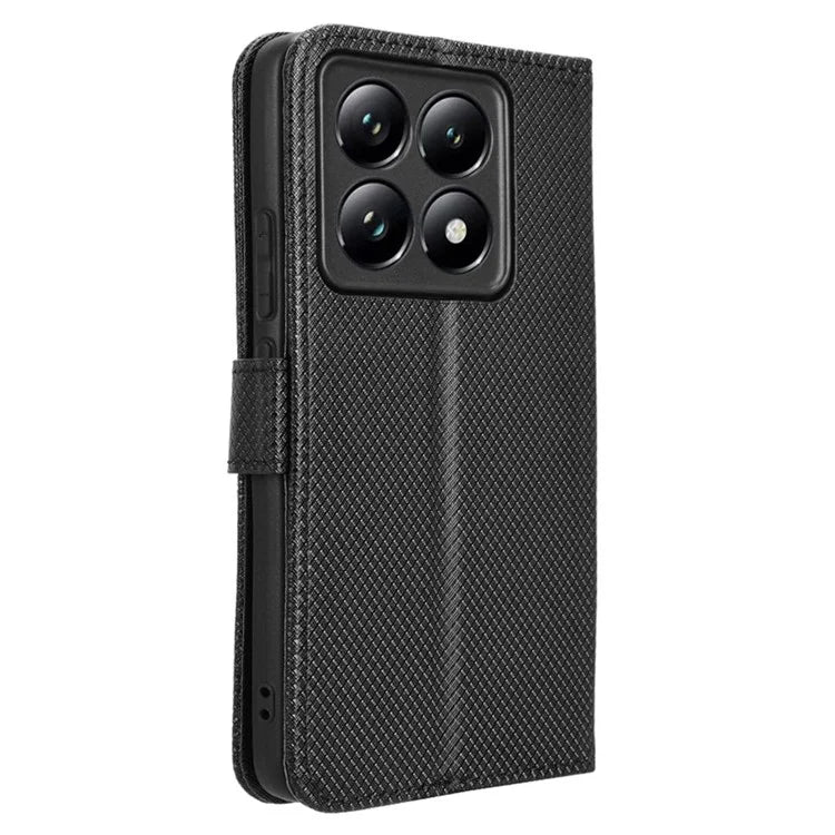 For Xiaomi 14T Pro Case PU Leather Diamond Texture Wallet Phone Cover