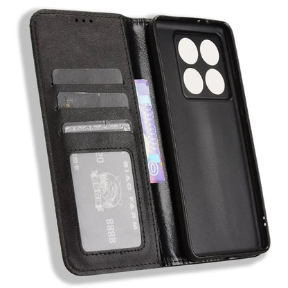 For Xiaomi 14T Leather Case Wallet Stand Retro Texture Phone Cover