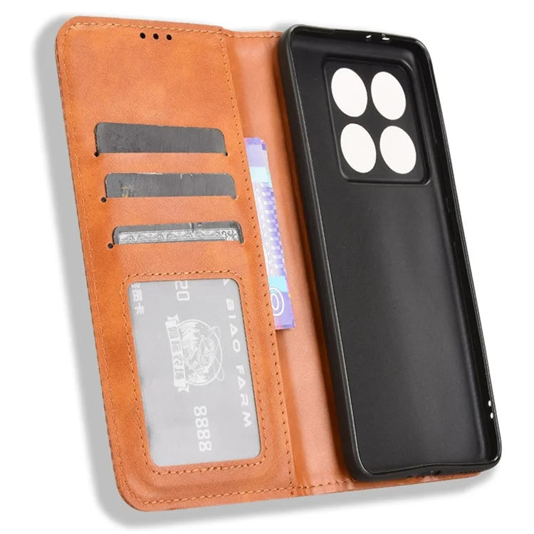 For Xiaomi 14T Leather Case Wallet Stand Retro Texture Phone Cover