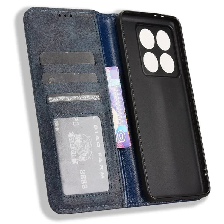 For Xiaomi 14T Leather Case Wallet Stand Retro Texture Phone Cover