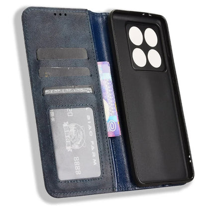 For Xiaomi 14T Leather Case Wallet Stand Retro Texture Phone Cover