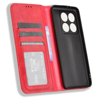 For Xiaomi 14T Leather Case Wallet Stand Retro Texture Phone Cover