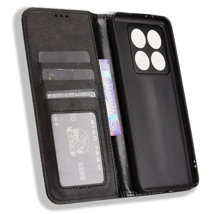 For Xiaomi 14T Pro Leather Case Wallet Stand Retro Texture Phone Cover
