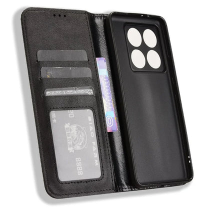 For Xiaomi 14T Pro Leather Case Wallet Stand Retro Texture Phone Cover