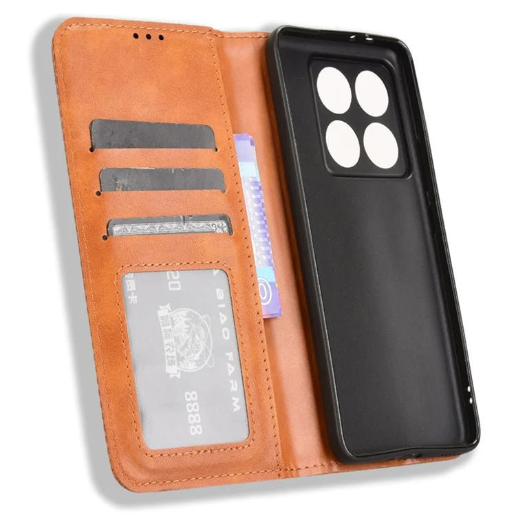 For Xiaomi 14T Pro Leather Case Wallet Stand Retro Texture Phone Cover