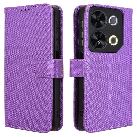 For itel P65 P671L Case PU Leather Diamond Texture Wallet Phone Cover