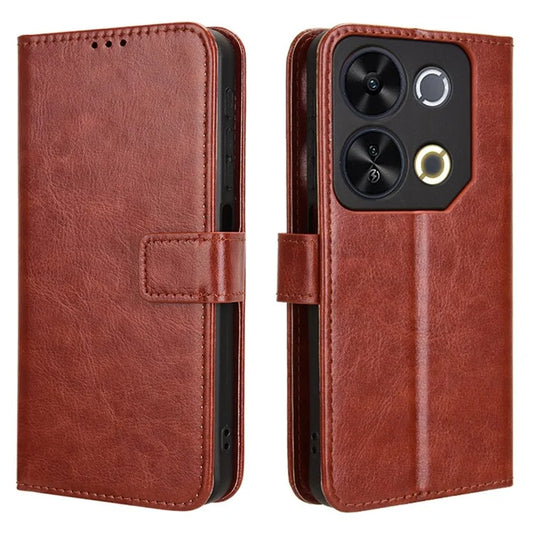For itel P65 P671L Case Crazy Horse Texture PU Leather Phone Wallet Cover