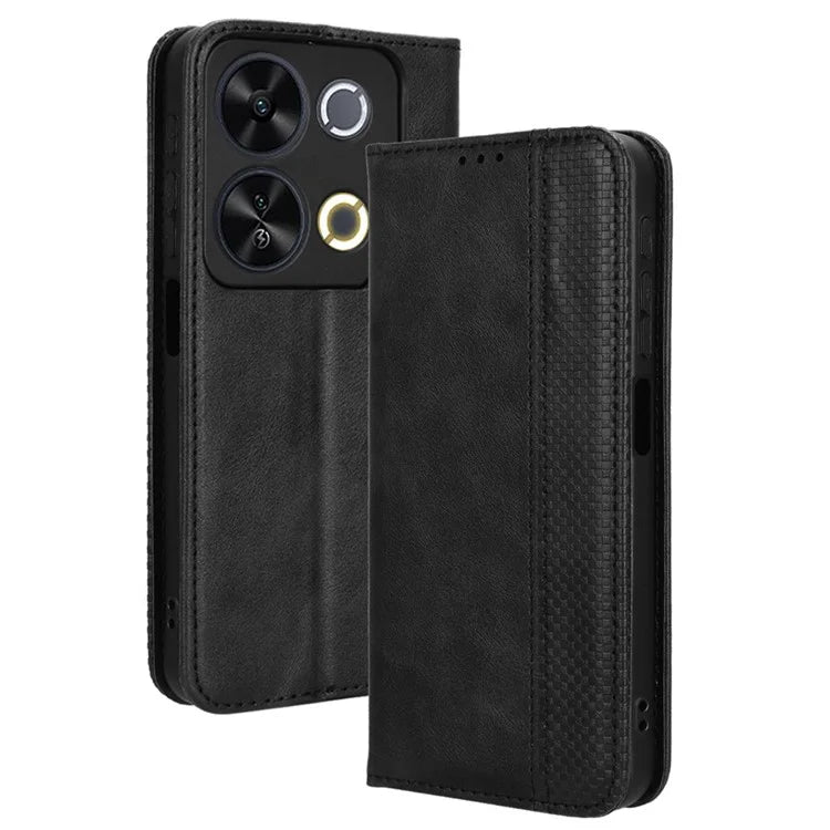 For itel P65 P671L Leather Case Wallet Stand Retro Texture Phone Cover