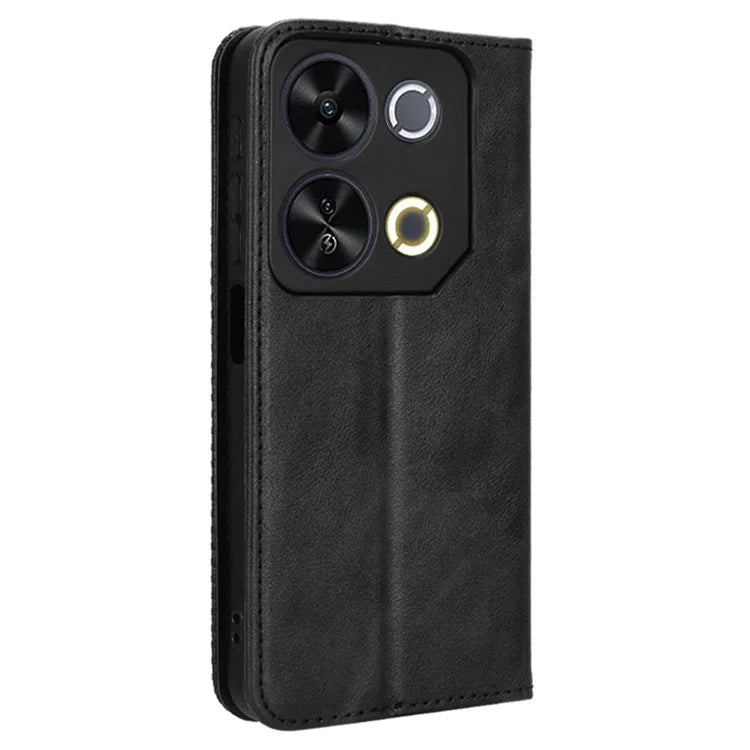 For itel P65 P671L Leather Case Wallet Stand Retro Texture Phone Cover