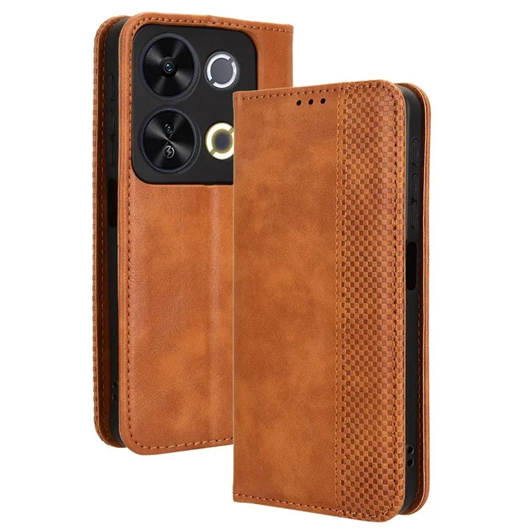 For itel P65 P671L Leather Case Wallet Stand Retro Texture Phone Cover